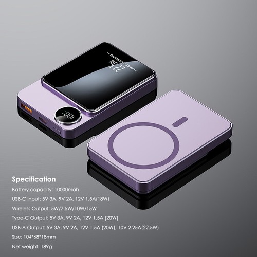 10000mAh Magnetic Power Bank Wireless Battery Charger for iPhone 16 15 14 13 12 - Picture 22 of 24