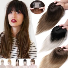 Remy Ombre Human Hair Topper Top Piece Toupee for Women Hair Loss Bangs/Parting