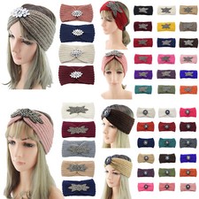 Winter Women's Wool Knitted Headband Hairband Crystal Headwrap Hair Accessory  