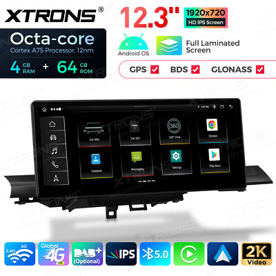 12,3'' Android 14 Autoradio 4G+64GB GPS LTE 4G CarPlay WIFI Für AUDI A4 S4 A5 S5
