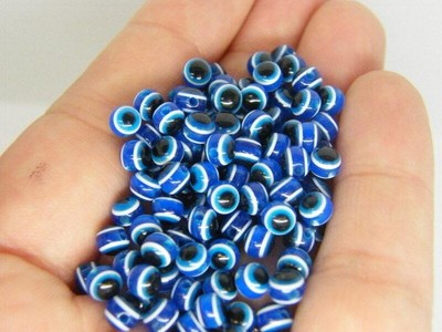 100 Evil Eye Blau 4mm Perlen I78