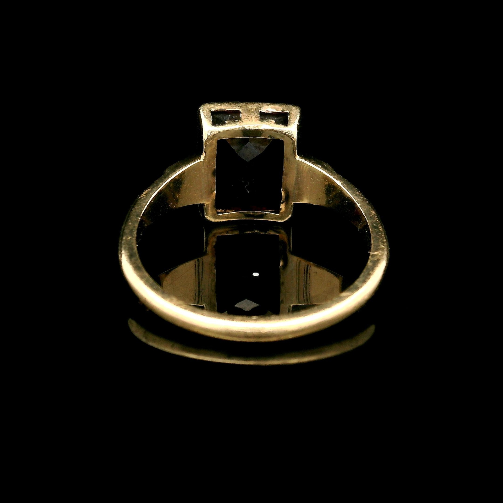 Antique 10k Yellow Gold Rectangular Synthetic Rub… - image 6