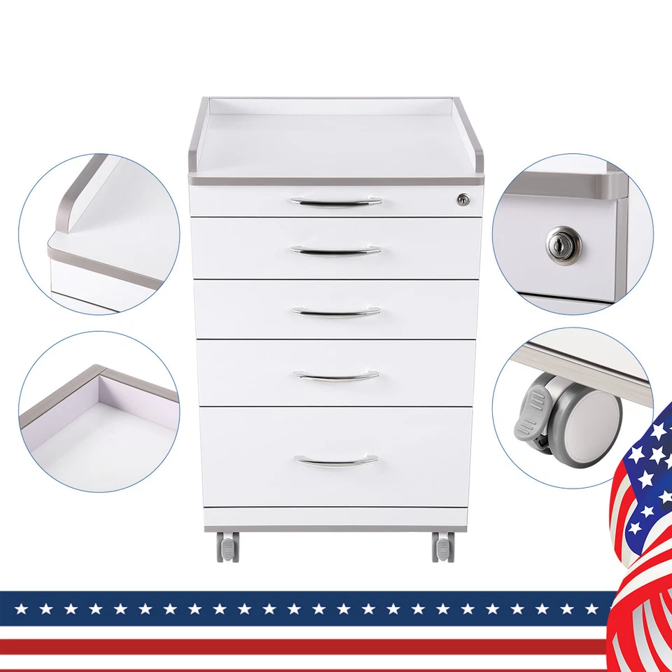 Carro médico dental gabinete de almacenamiento móvil con 4 cajones Foto 3 de 4