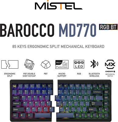 Mistel MD770RGB BT Wireless Split Mechanical Keyboard with Cherry MX Switch