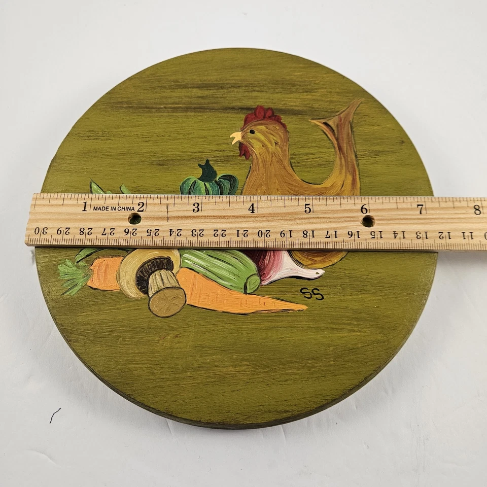 Wood Wall Hanging Hand Painted Chicken Vegetables Rustic Vintage Farmcore - Image 2 of 3