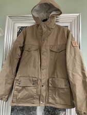 Unisex Fjall Raven Khaki Colour Fuzzy Lined Hooded Outdoor Jacket. Size Uk S