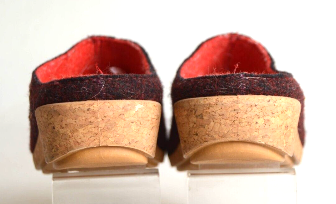 Taos Woolery Women's 6 M 37 Slip On Wool Clogs Shoes Burgundy Red Wine