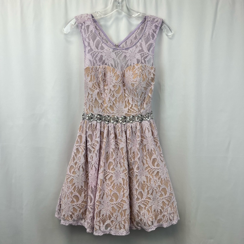 City Triangles Womens Fit & Flare Dress Pink Lace Overlay Embellished  Juniors 5 | eBay