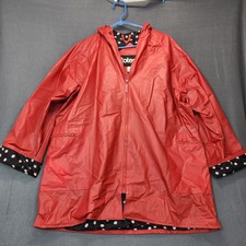 Totes Womens Raincoat Medium Red Polka Dot Flaw