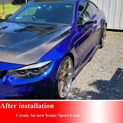 Carbon Fiber Side Skirts Extension Lip Spoiler for BMW F80 M3 F82 F83 M4 2014-19 - Foto 7 di 11