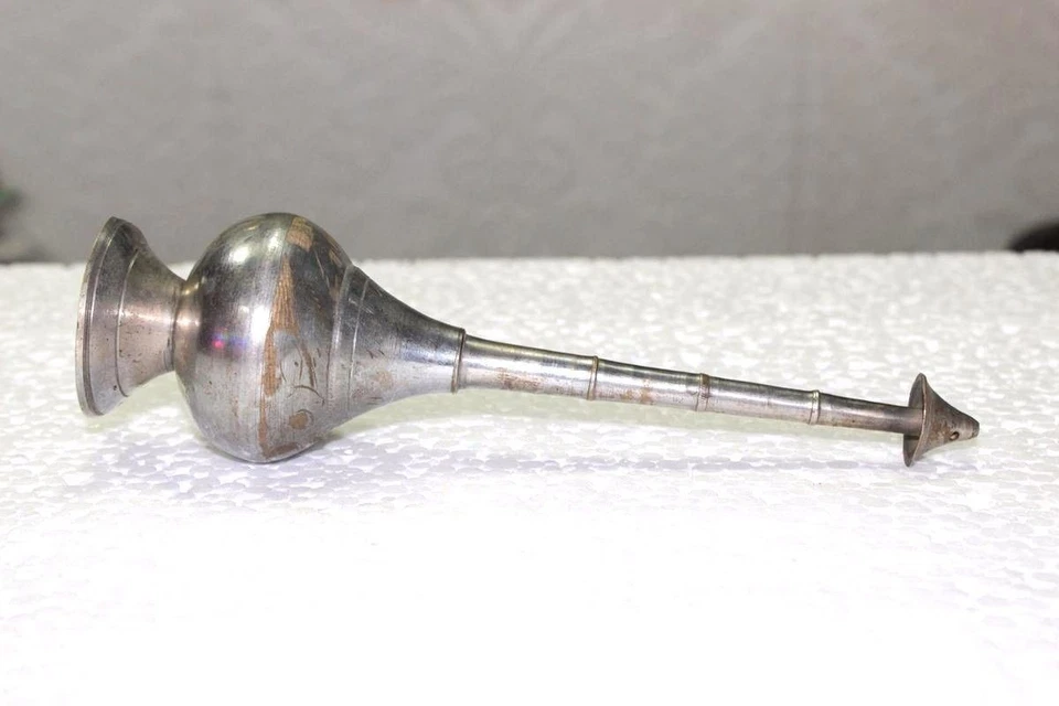 Olla rociadora de agua de rosas de latón años 1900 antigua vintage de gran tamaño hecha a mano Foto 3 de 4