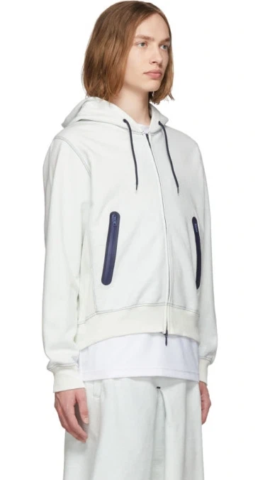 OFF WHITE Felpa con cappuccio FUMITO GANRYU bianco sporco resistente all'acqua tasche giacca 3 taglie M L