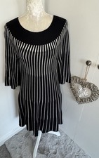 Womens Planet Black & White Vertical Stripe Knit Midi Dress Size S 