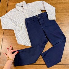 4-5 Years Polo Ralph Lauren Boys Designer Set Button Down Up Trousers Pants Kid