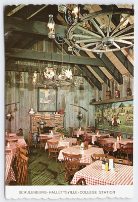 Ad Card Oakridge Smokehouse Restaurant Interior Schulenburg TX Chrome 6 x 4