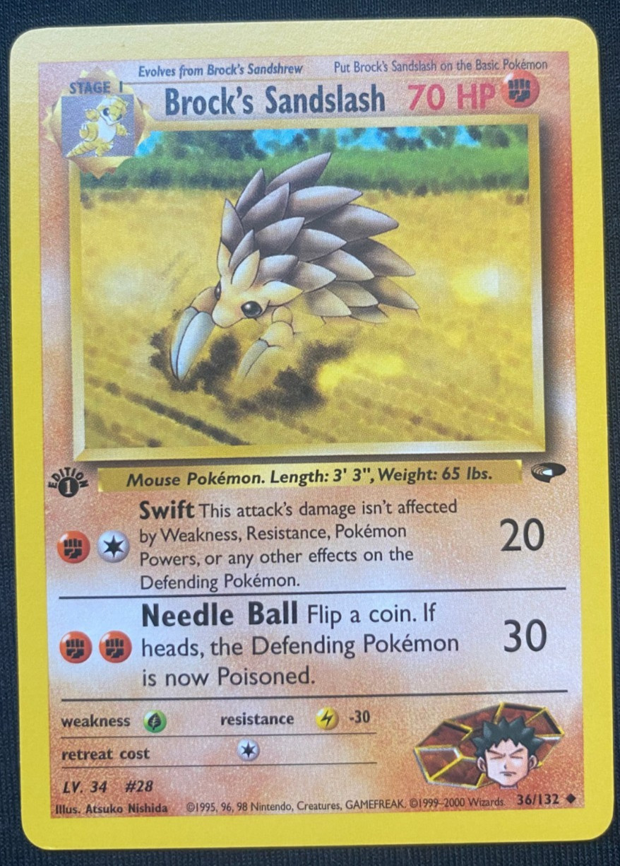 1st Edition Brock’s Sandslash 36/132 - Gym Challenge - (NM)
