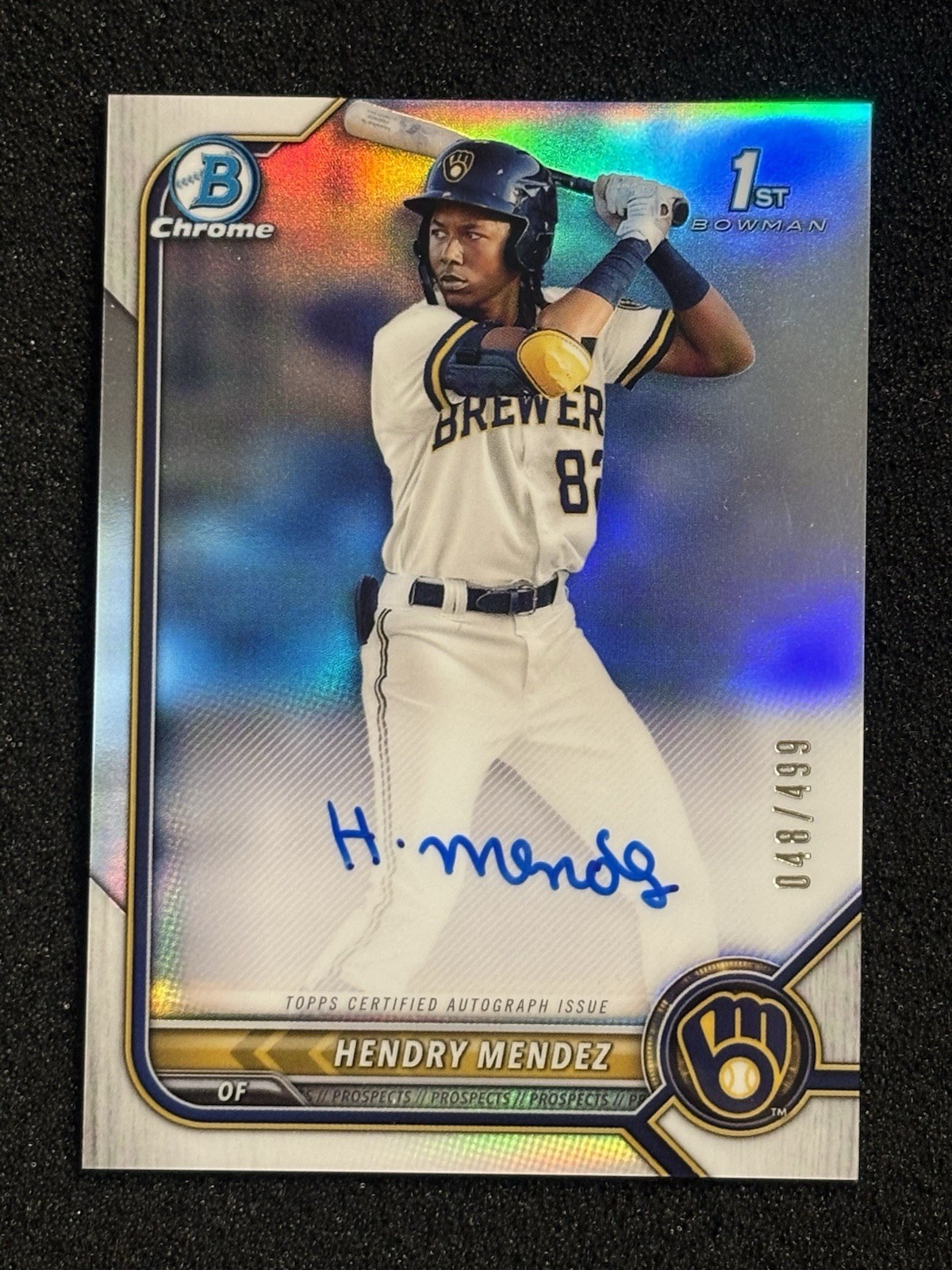2022 Bowman Chrome Hendry Mendez 1st Refractor Auto #48/499!