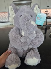 Hug Me Elephant W/ Baby Plush Gray Stuffed Animal Cuddly 13  