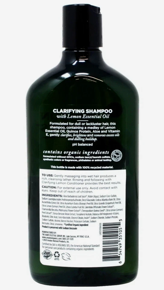 Champú clarificante de limón Avalon Organics, 11 oz - Paquete de 2 Foto 2 de 2