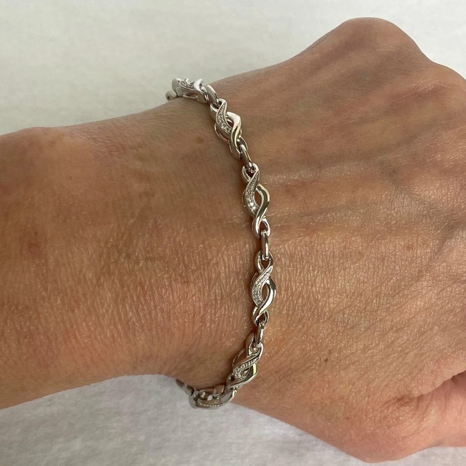 Brazalete Tenis Kay Jewelers Plata Esterlina 925 JWBR Eslabón Infinito Diamante DEFECTUOSO Foto 2 de 4