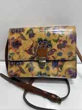 Patricia Nash Lanza French Tapestry Full Grain Leather Crossbody Minor Flaws