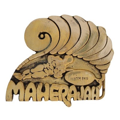 Brass Maherajah Water Skis Ski Skiing Skier Gift 1970s Vintage Belt Buckle