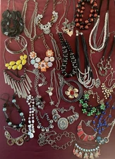 Huge Lot Bulk Vintage Jewelry Statement Necklace Estate Find Designer Resell