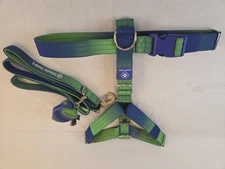 Spark Paws Harness Leash & Poop Bag Set Sz Lrg Color: Lime Wave ~ Heavy Duty