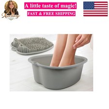 Foot Bath Tub and Silicone Foot Scrubber Massage Mat Set for Soothing at-Home...
