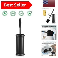 Elegant Vintage Toilet Brush with Extra Long Handle  Compact Holder in Black