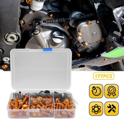 177pcs Motorcycle Complete Fairing Bolt Kit Screws Gold For Kawasaki Yamaha New