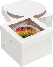 20-Pack 12x12x6 Cake Boxes & Boards White Sturdy Dessert Packaging Display