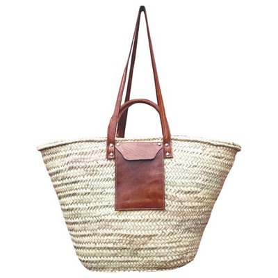 Ibiza Strandtasche Korbtasche shopper Strohtasche Einkaufskorb geflochten Leder