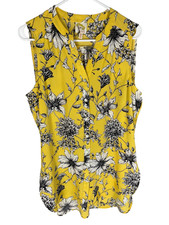 FIG AND FLOWER Top L Blouse Button up Floral Boho Feminine Ditzy Resortwear NEW