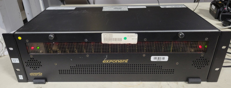 Evertz 500FR frame with 16x 500DA2Q-AESU Dual Unbalanced AES Audio Distribution