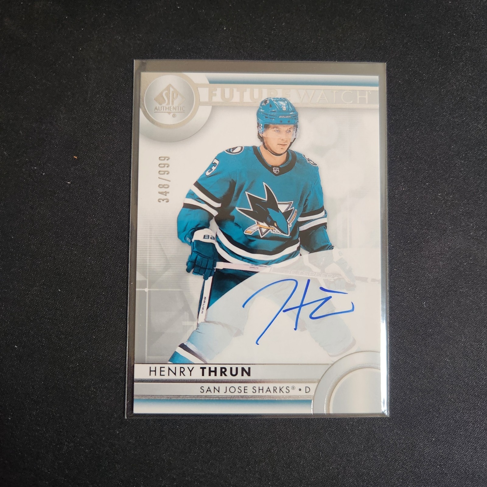 2023-24 SP Authentic Henry Thrun Rookie Auto RC Future Watch #/999 Sharks   L46