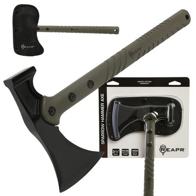 Reapr 11778 Sparrow Hammer Axe 15.25'' Overall Green FRN Handle Nylon Belt Sheath