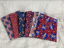 Patriotic USA 6 Print Bundle Stars and Stripes Cotton Quilt Sewing Fabric