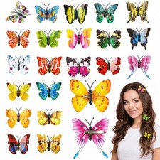 50Pcs Butterfly Hair Clips and Pins, Colorful 4D Plastic Hair Accessories for DI