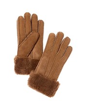 Surell Accessories Shearling Gloves Women's Brown L
