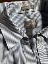 Chicos Sleeveless Blouse Size 1 Medium Wrinkle Resistant Shirt Pockets Striped