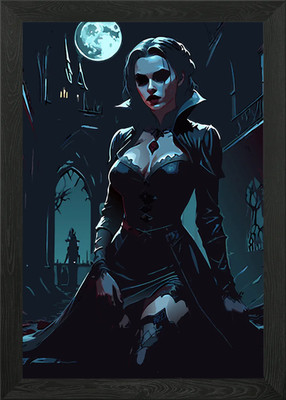 Vampir Frau in gotischer Umgebung gerahmtes Wandbild Poster Leinwanddruck Bild