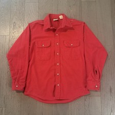Vintage Five Brother Solid Red Chamois Flannel Button Up Shirt Mens XL USA MADE