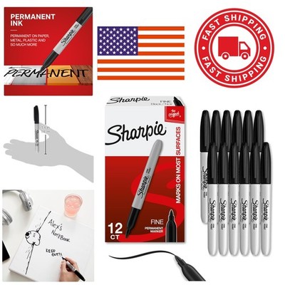 Quick Drying Fine Point Markers 12 Count Black Fade Resistant for All Surfaces