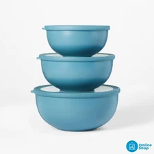 Set of 3 Plastic Mixing Bowl Set with Lids - Figmint™