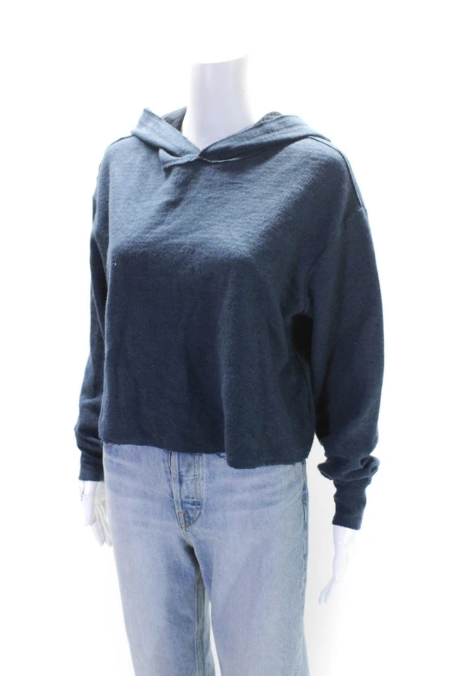 Sudadera con capucha corta con cuello en V de manga larga azul talla XS de Vimmia para mujer Foto 2 de 4