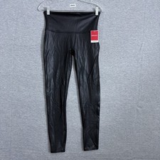 NWT Spanx Women's Size Large Black Faux Leather High Rise Leggings