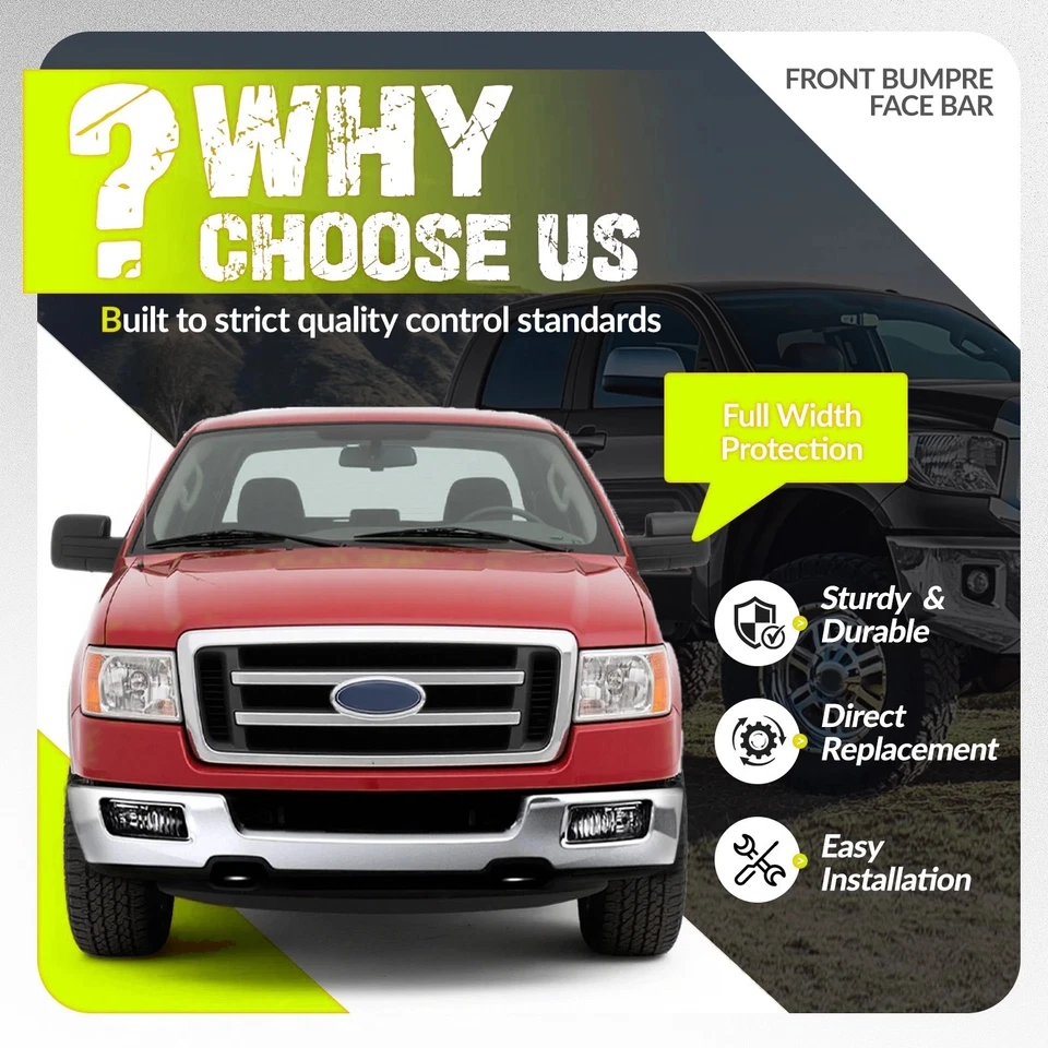 Front Bumper Face Bar For Ford F150 Lincoln Mark LT 2004-06 With Fog Light Holes - Image 3 of 4