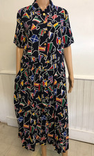 vtg 80s Navy Blue Nautical Dress Sz 12 Sailboats Flags Rope Gold Anchor Buttons