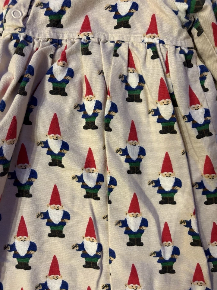 Hanna Andersson Holiday Gnomes flannel Nightgown Ruffle Dress girls Size 6-7 - Image 4 of 4